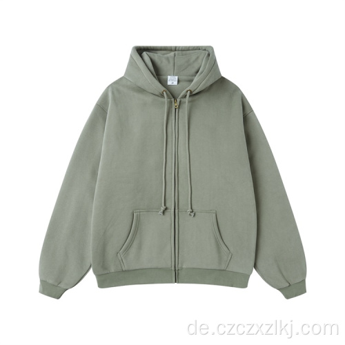 Schwere dicke, feste Farbe American Reißverschluss Hoodie